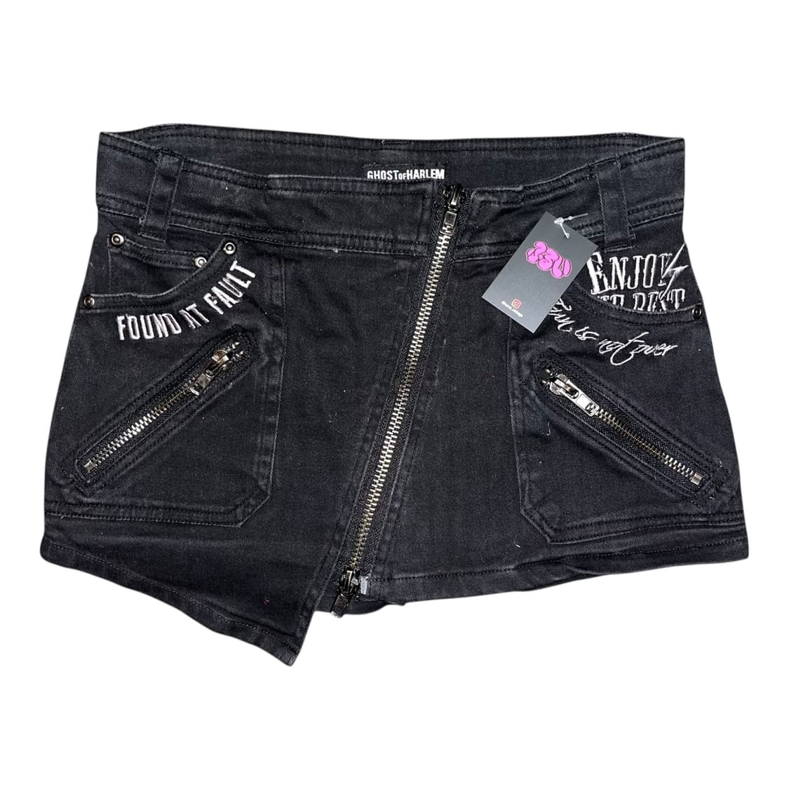 GHOST of HARLEM 레터링자수 사선 스커트팬츠 펑크y2k갸루 상품이미지1