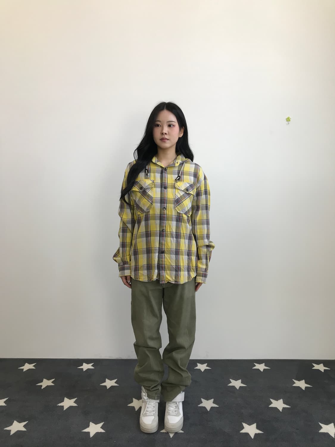 Back Number Yellow Plaid Hood Shirt 상품이미지1