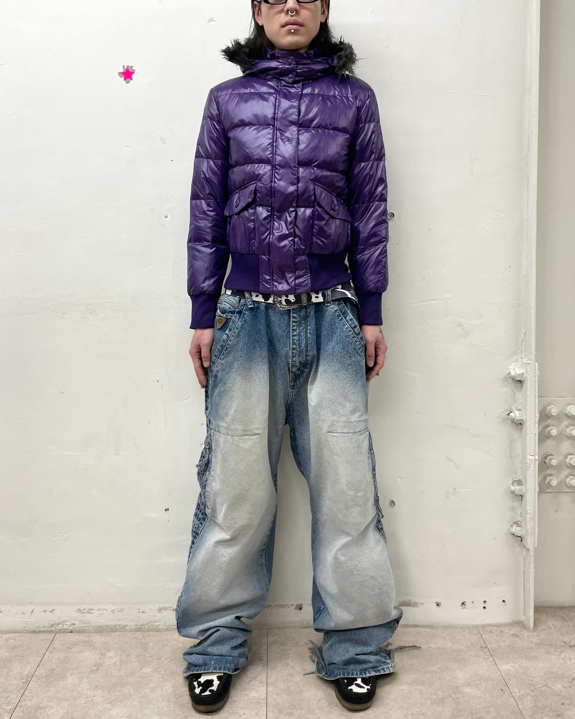 Glossy retro purple padded jacket 상품이미지3
