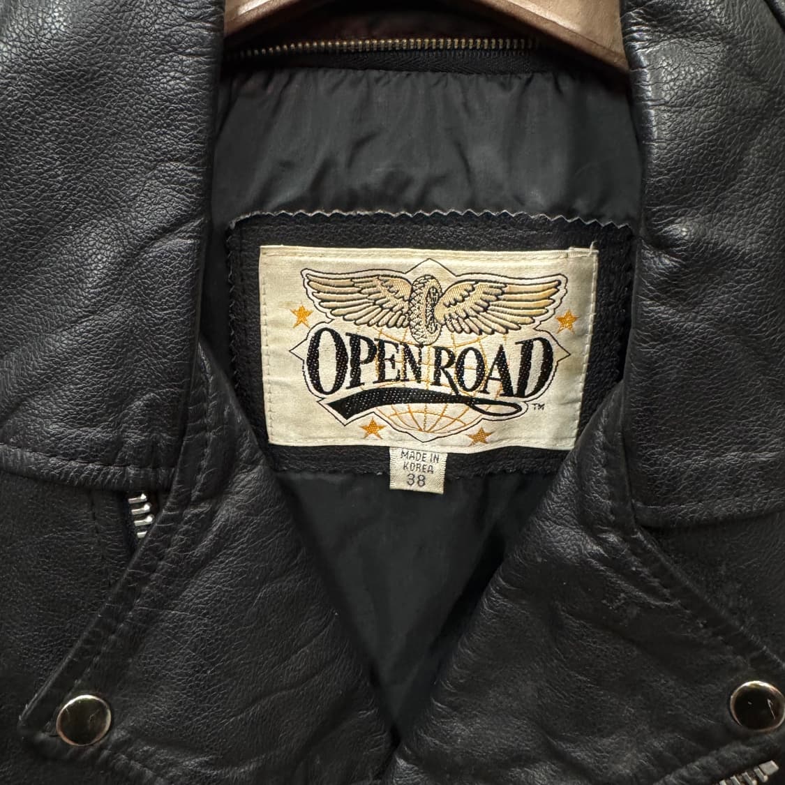 90s USA VINTAGE 레더 라이더 자켓 전면 지퍼 포인트 블랙 상품이미지5