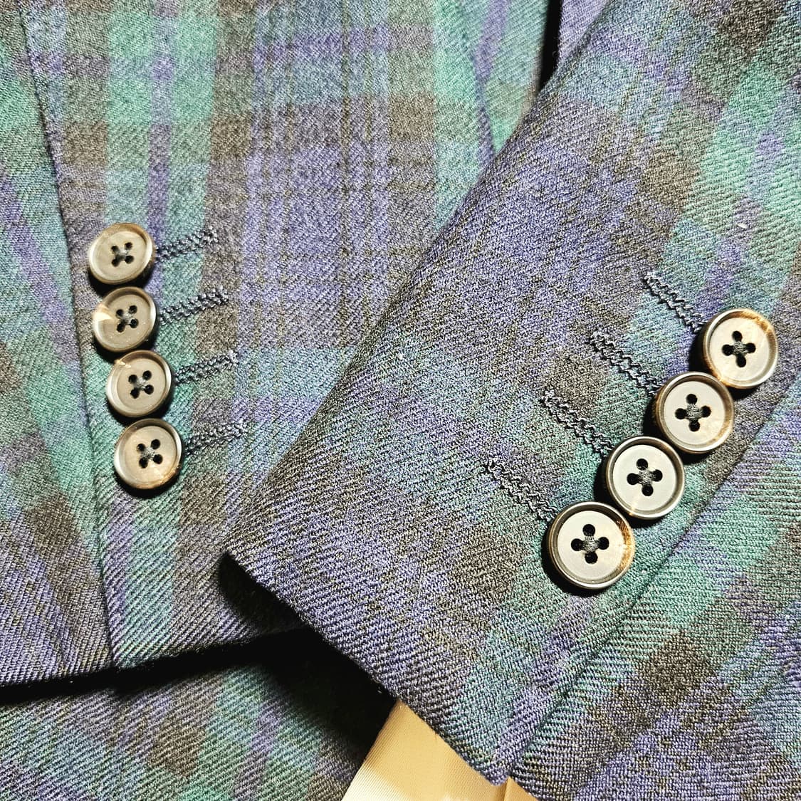 [100(105)][IF+]일본산 울 클래식 테일러드 블레이져 타탄체크 상품이미지5