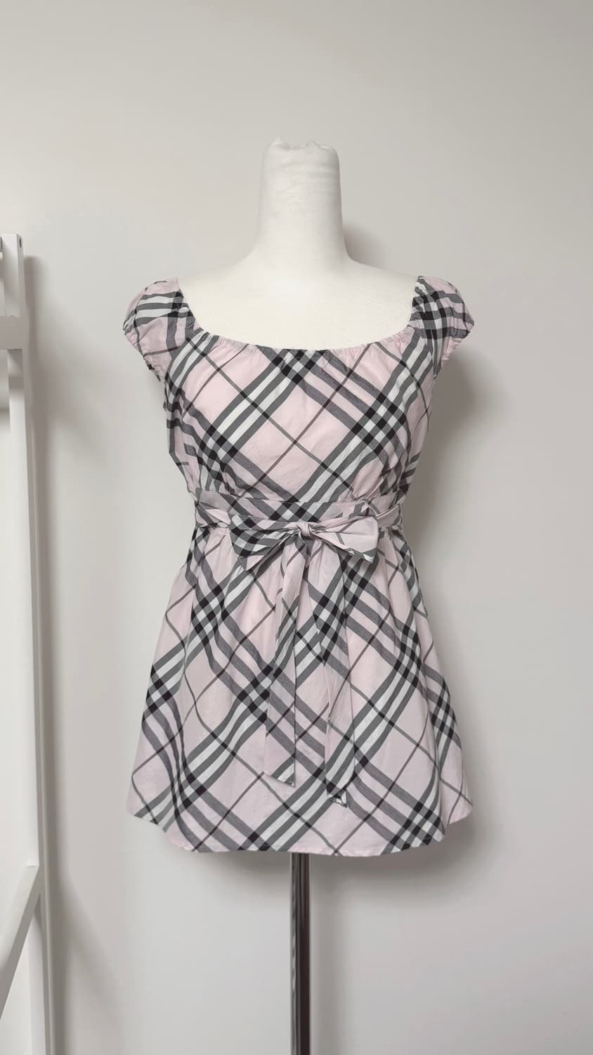 일본빈티지 대대장 버버리 블루라벨 핑크 노바체크 캐미솔 블라우스 상품이미지1