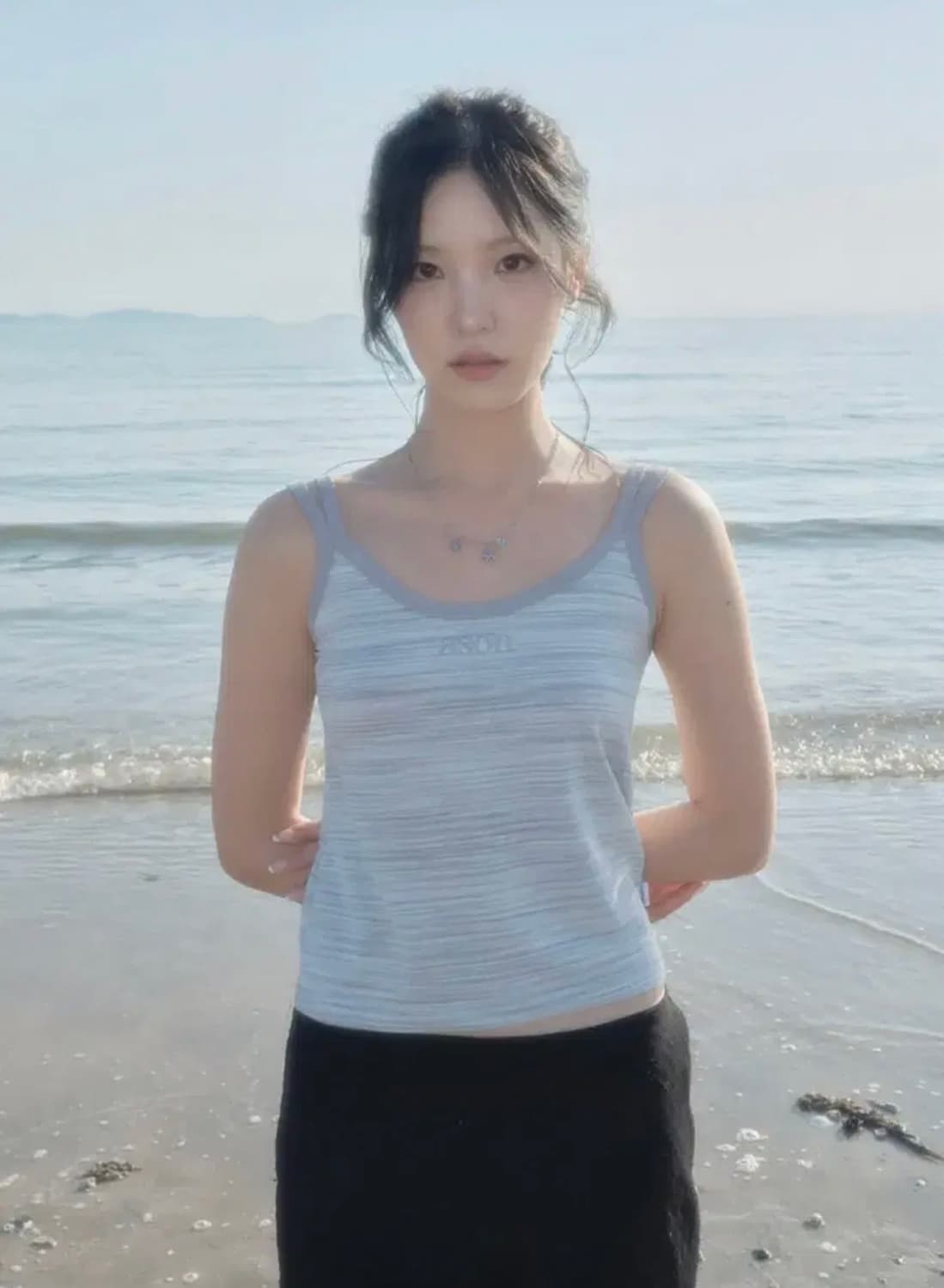 애즈온 웨이브 슬리브리스 그레이 wave sleeveless 상품이미지1
