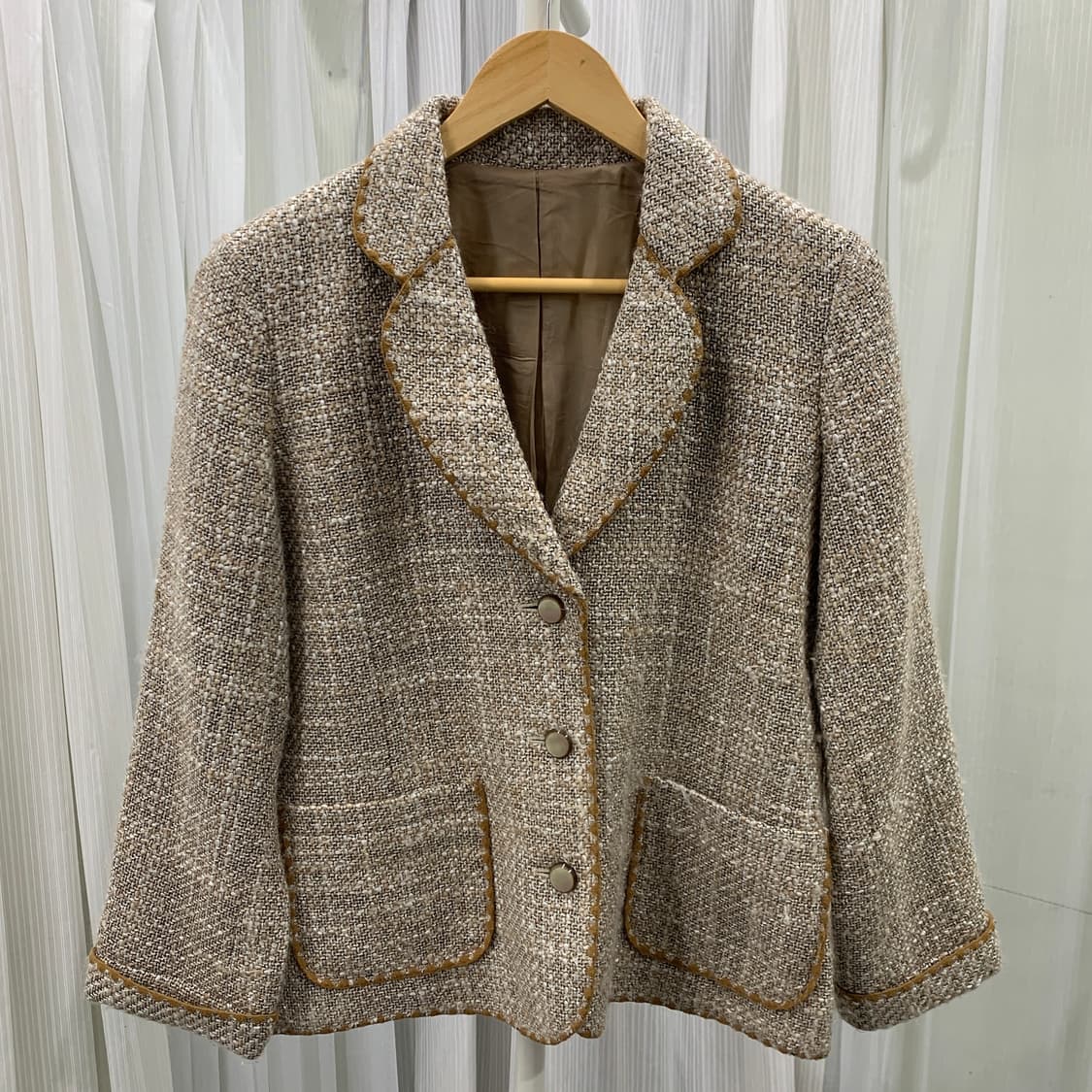 일본 빈티지 트위드 패턴 쓰리버튼 자켓 1683 상품이미지1