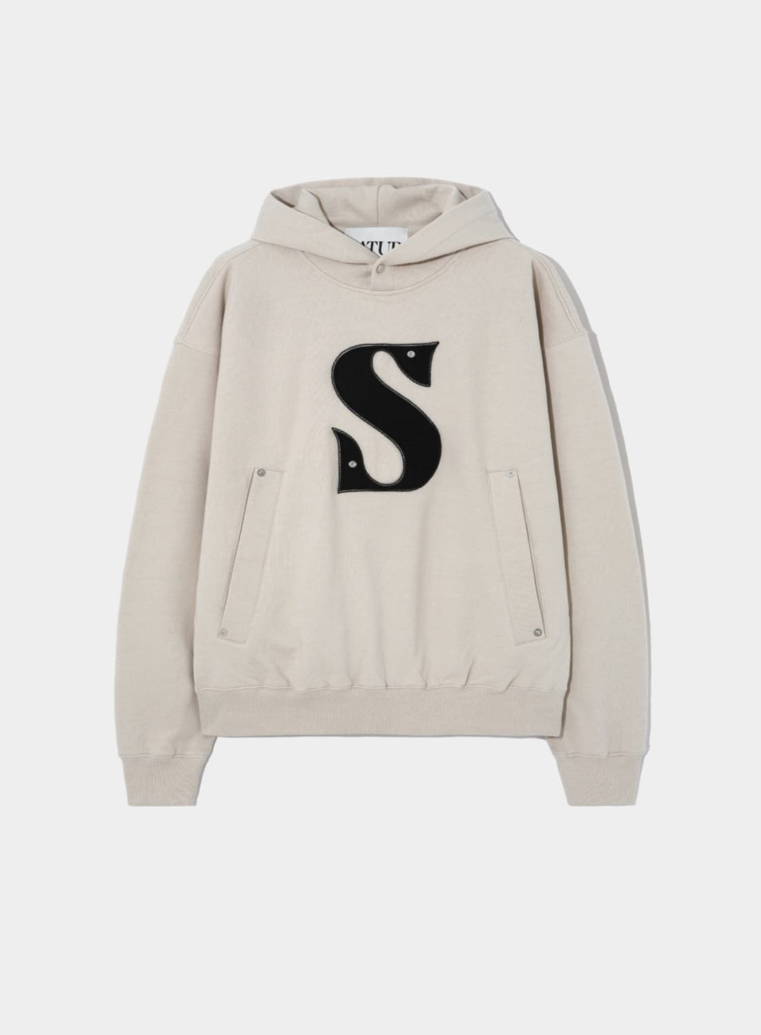 세터 리벳 아플리케 포켓 로고 후드 바닐라크림 m 상품이미지1