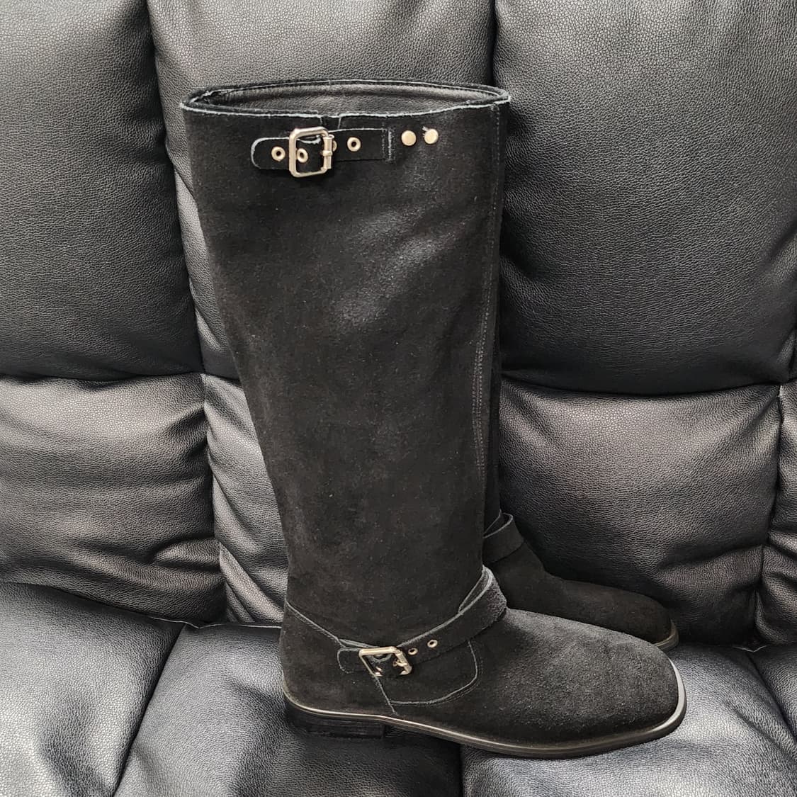 블랙 스웨이드 버클 웨스턴 롱 부츠(245) 상품이미지3