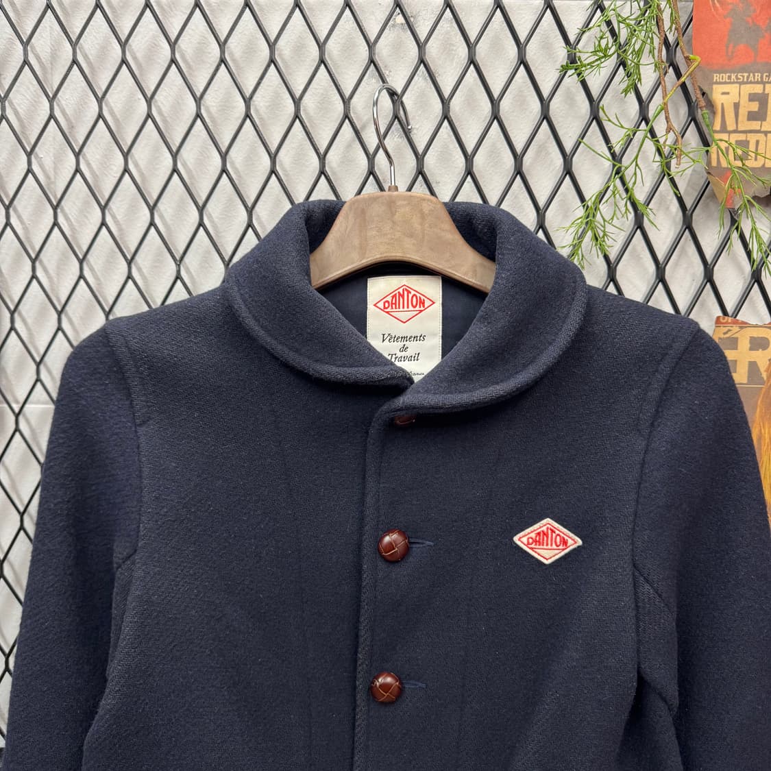 단톤 울 코튼 믹스 자켓 전면 로고 포인트 네이비 상품이미지3