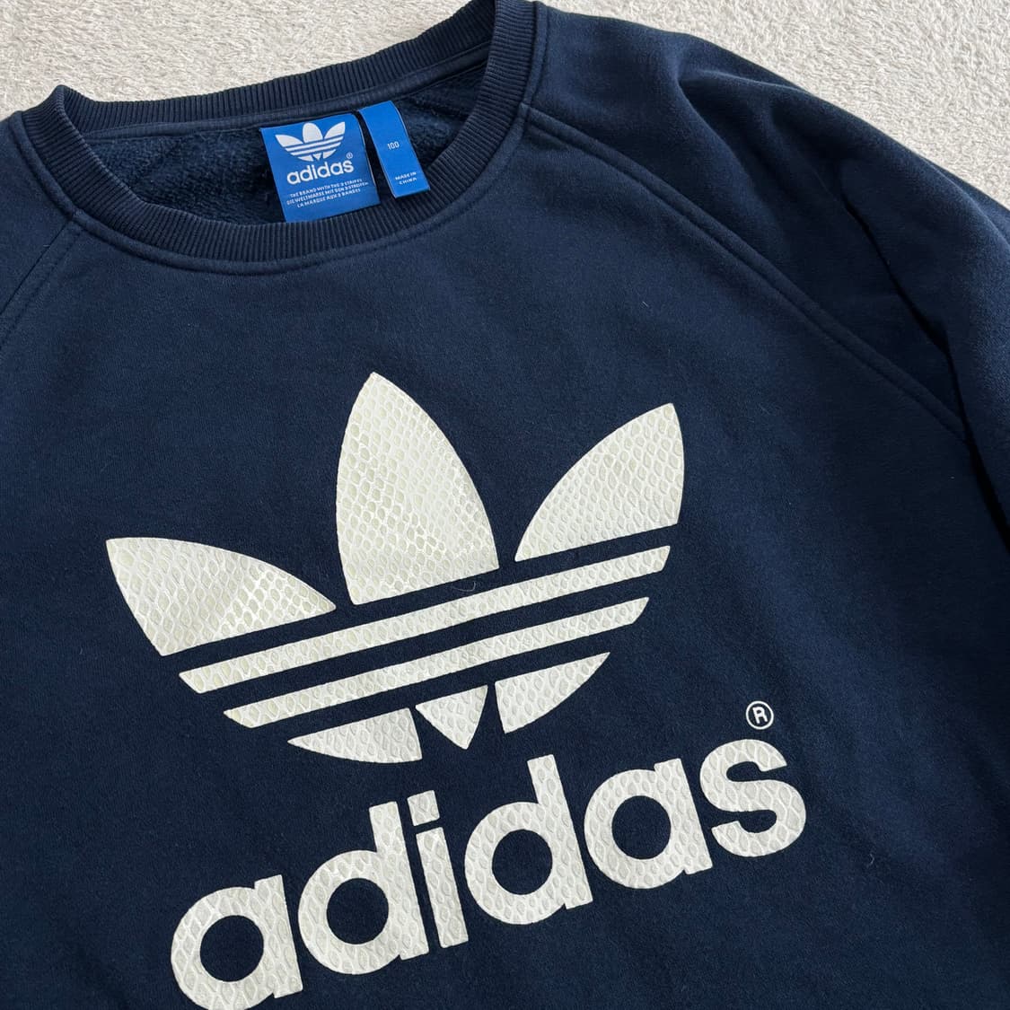 아디다스 파이어버드 네이비 빅 로고 맨투맨 상품이미지2