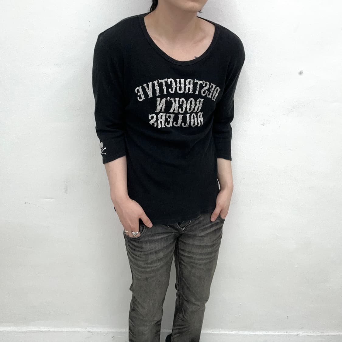Lettering three quarters sleeve 상품이미지2