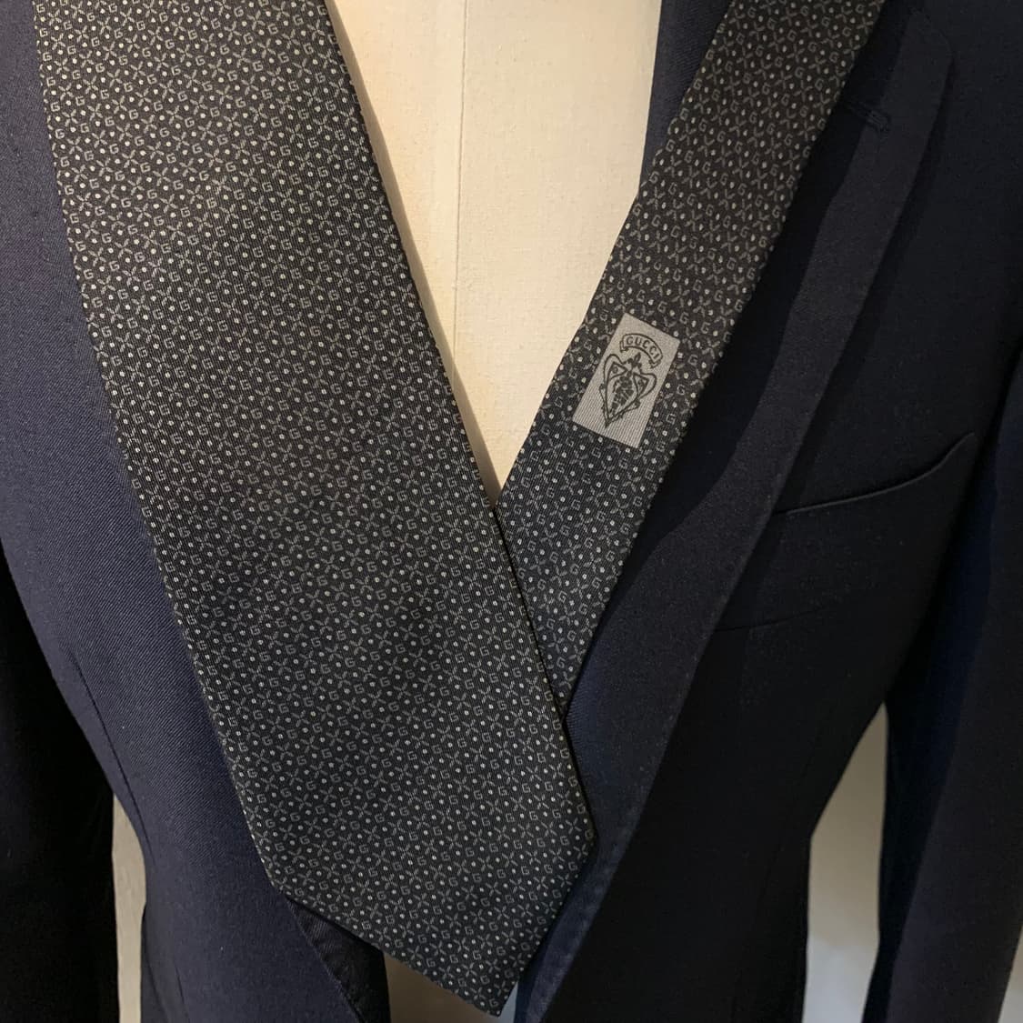 구찌(GUCCI) GG스몰로고 모노그램 블랙 명품넥타이 A등급 9.5cm 상품이미지2