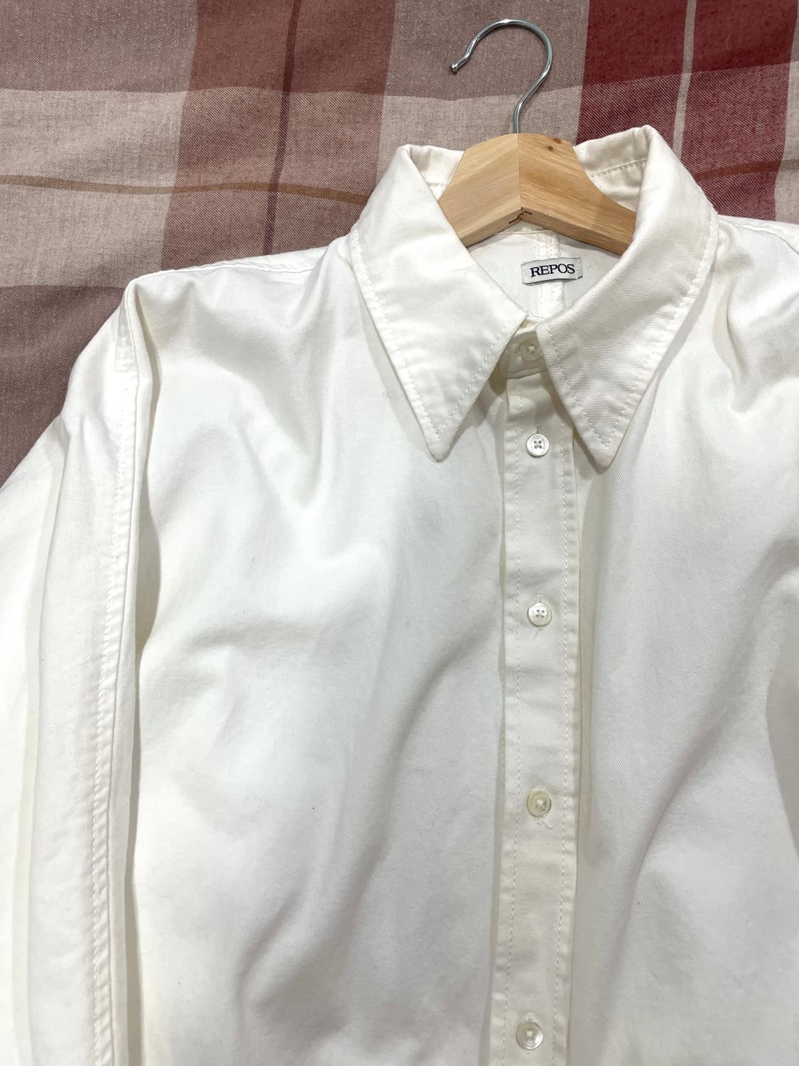 repos washed denim shirt/white 상품이미지4