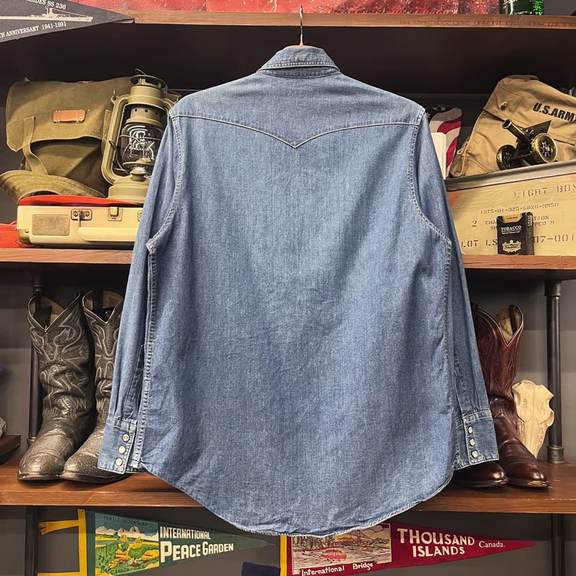 00s LEE 리 오리지널 펄 스냅 웨스턴 데님 워크 셔츠 N421 상품이미지2