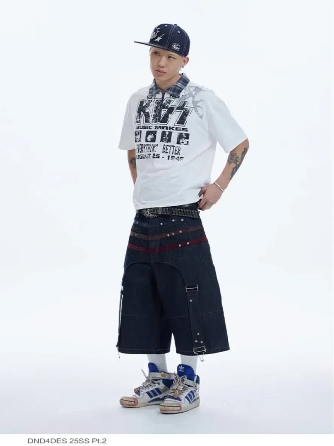 dnd4des 스타 별 버뮤다 벨트 레이어드 데님 팬츠 바지 위시코어 상품이미지3