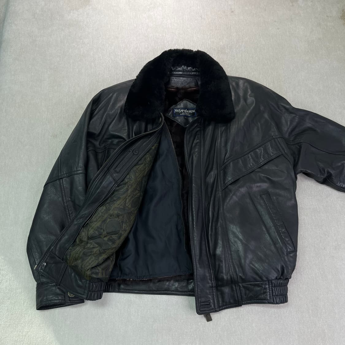 100 입생로랑 투웨이 퍼카라 램스킨 가죽 자켓 상품이미지2