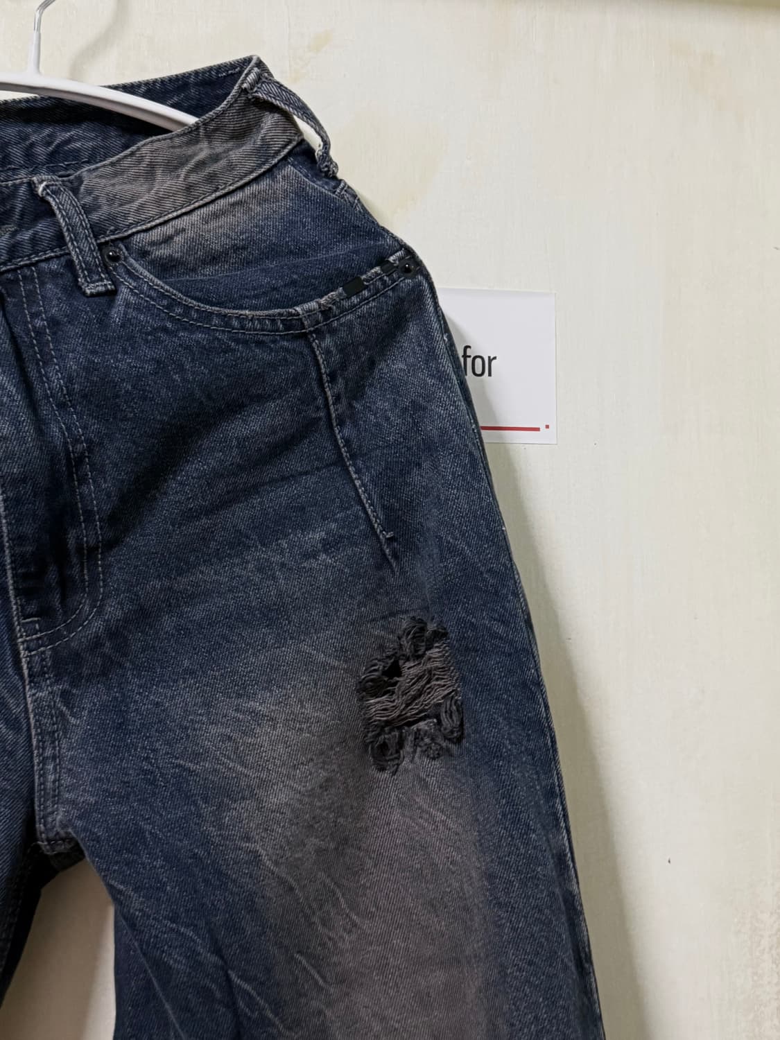 마뗑킴 데미지 세미부츠컷 데님팬츠 상품이미지5