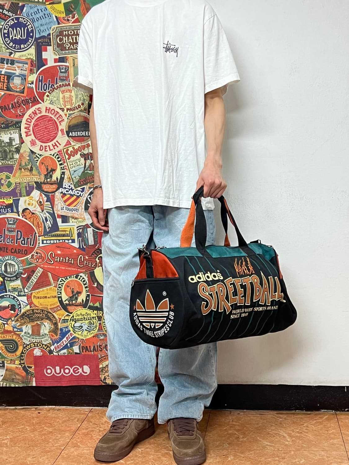 90s 아디다스 올드스쿨 빅로고 프린팅 보스턴백 망치백 토트백 가방 상품이미지3