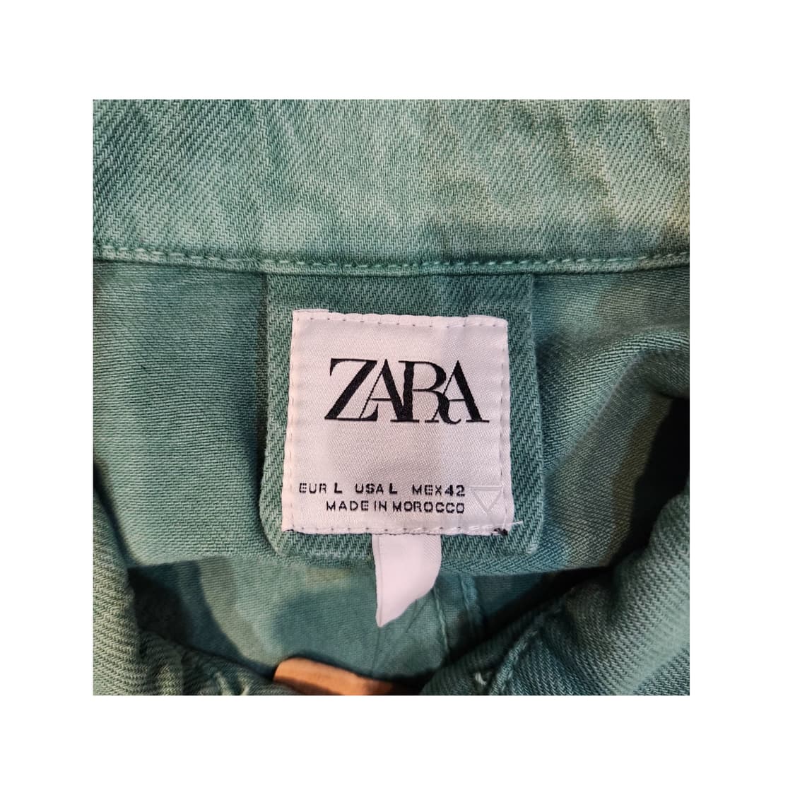 자라 워싱 데님 집업 자켓 그린 (L) 상품이미지2