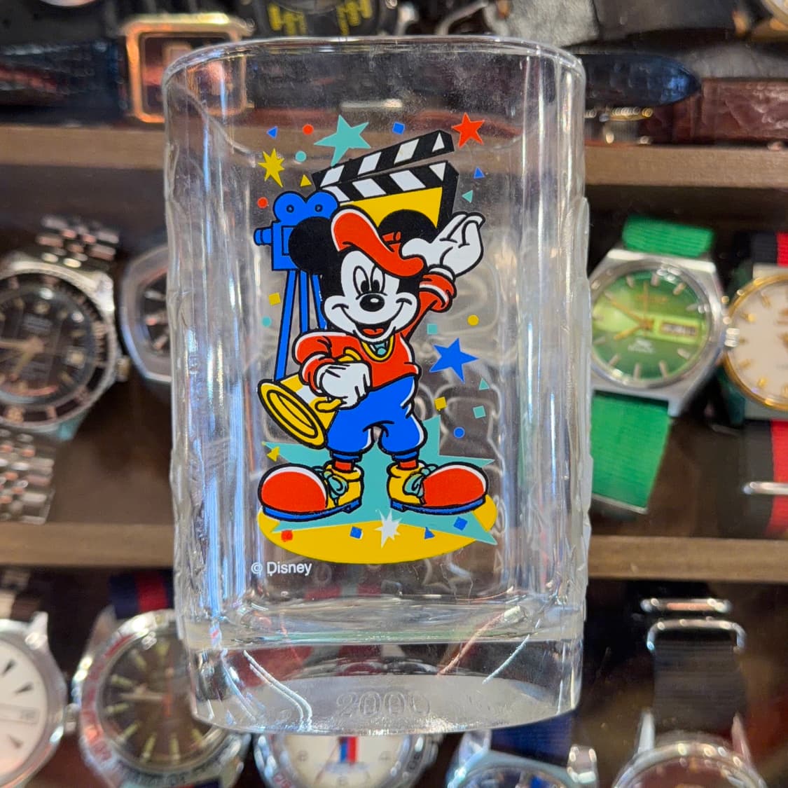 빈티지 소품 미키마우스 100주년 프랑스 유리컵 상품이미지4