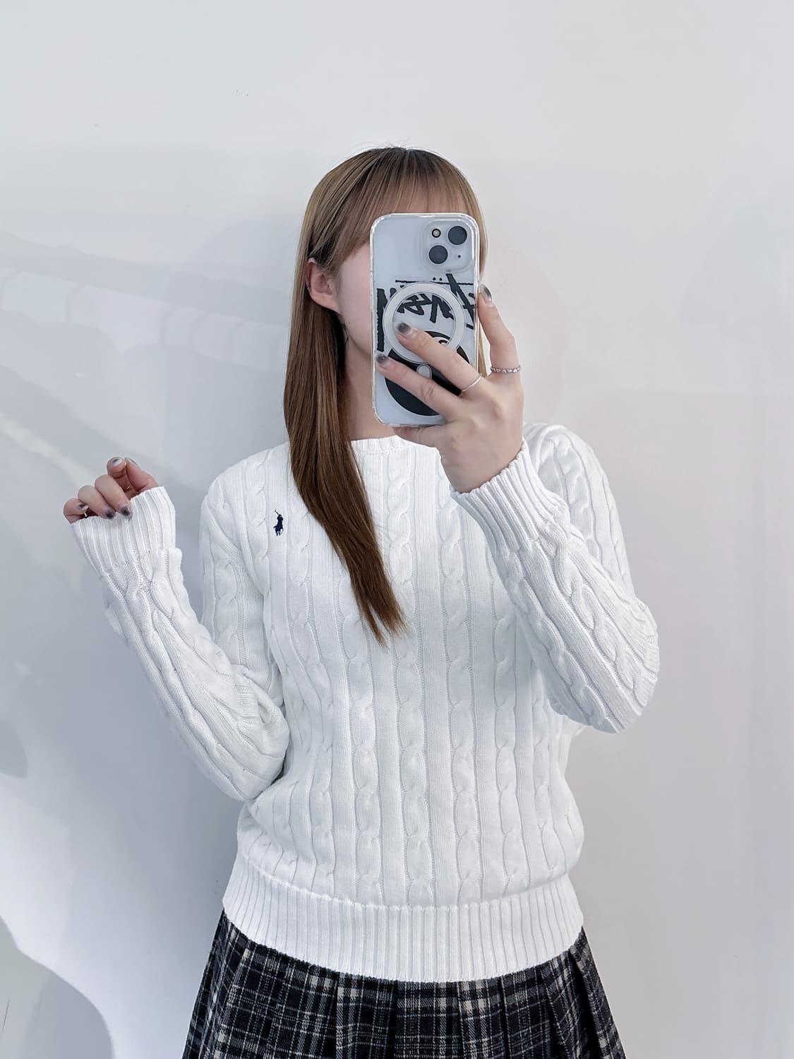 폴로랄프로렌 qr 네이비포니 화이트 케이블 니트 상품이미지1