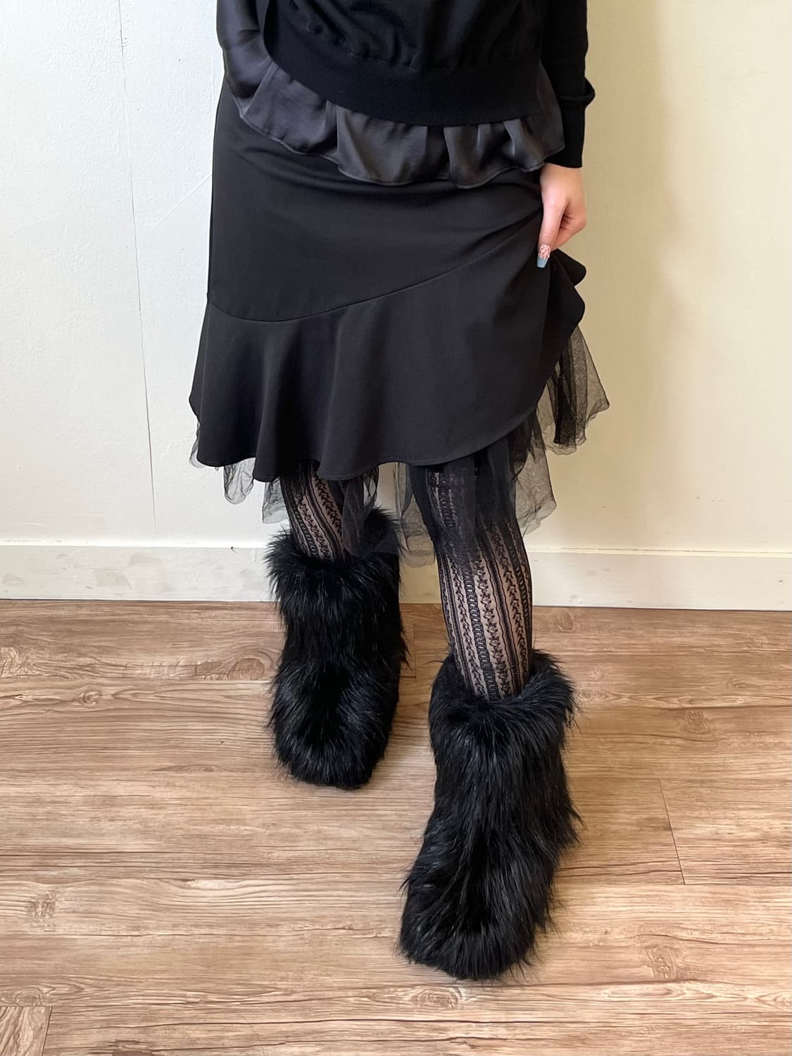 yiBaiDu 언발란스 레이스 스커트 상품이미지5