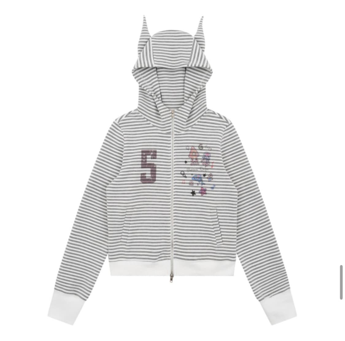 Asaky Prezaky 스트라이프 크롭 후드집업 상품이미지4