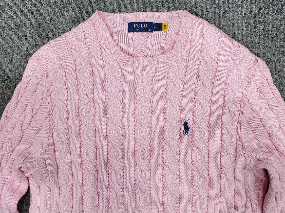 폴로 랄프로렌 케이블 꽈배기 신형택 니트 스웨터 핑크 M 상품이미지3