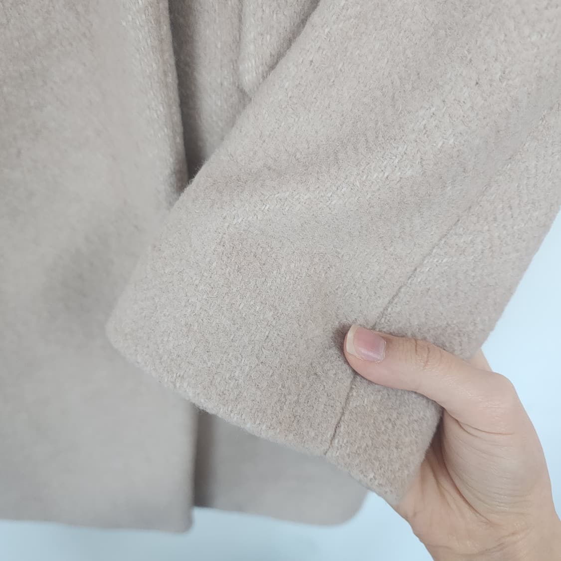 Satin 베이지색 모직 코트 상품이미지4