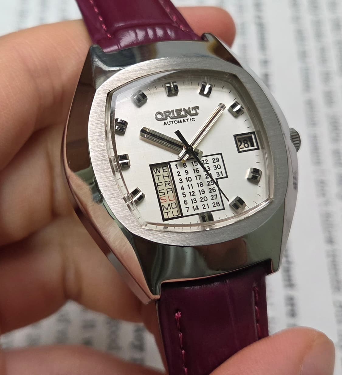 레어] 빈티지 오리엔트 만년달력 점보 오리지널 실버다이얼 오토매틱 상품이미지5