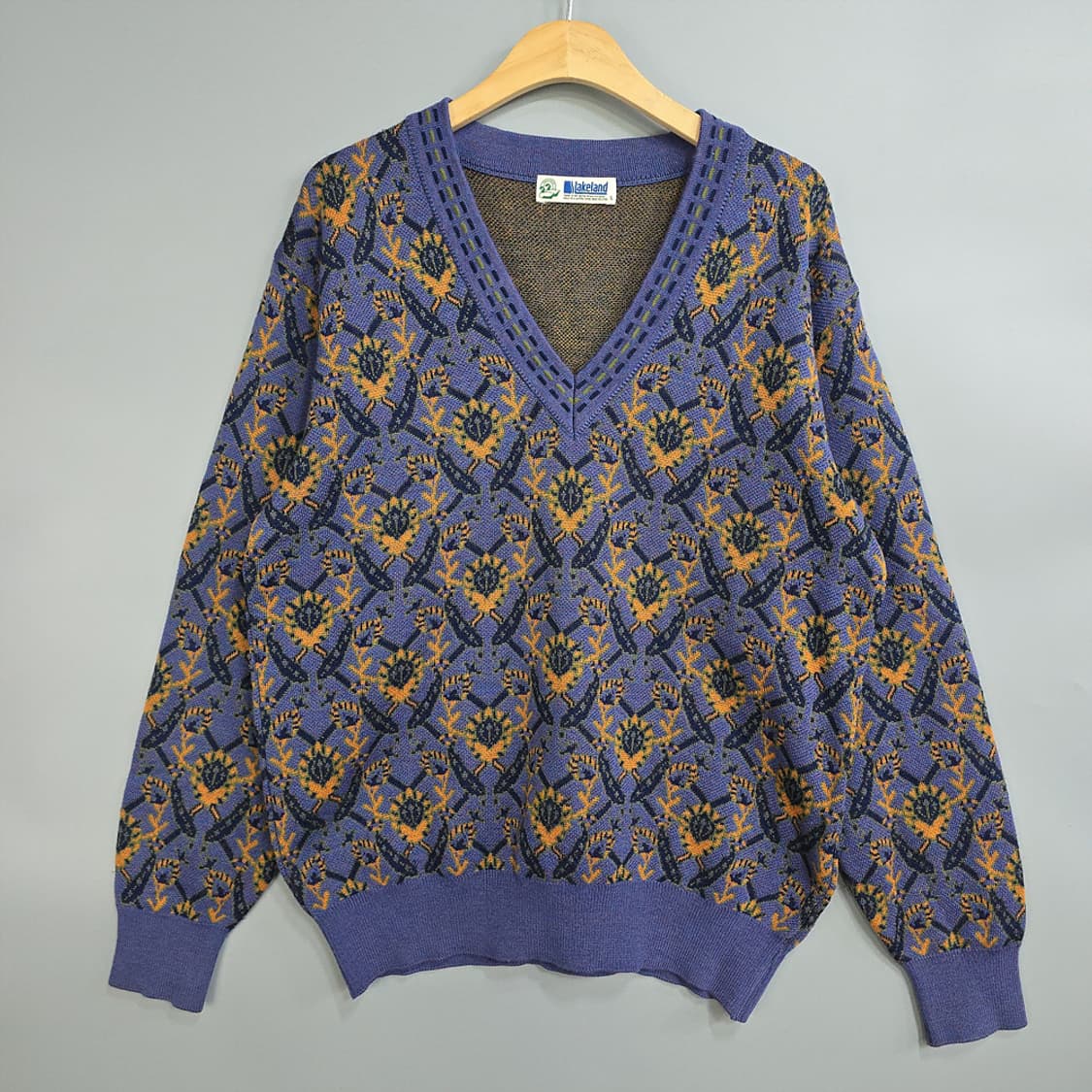 레이크랜드(Lakeland) 울 패턴 브이넥 니트 L 상품이미지1