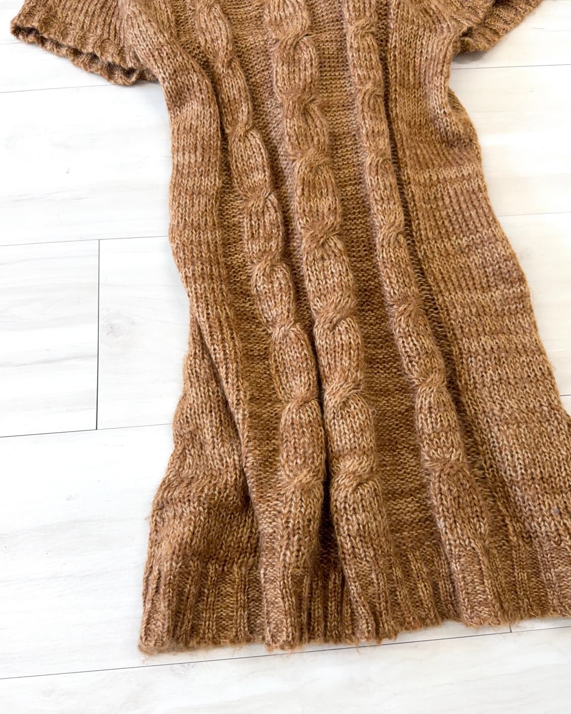 Button point orande brwon knit dress 상품이미지10