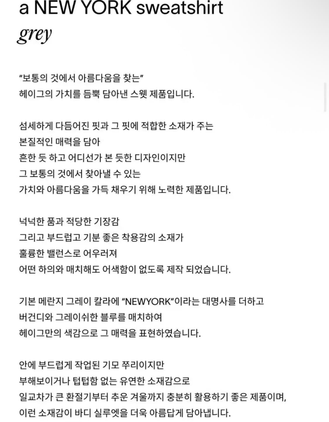 haag 헤이그 맨투맨 뉴욕 스웻셔츠 상품이미지4