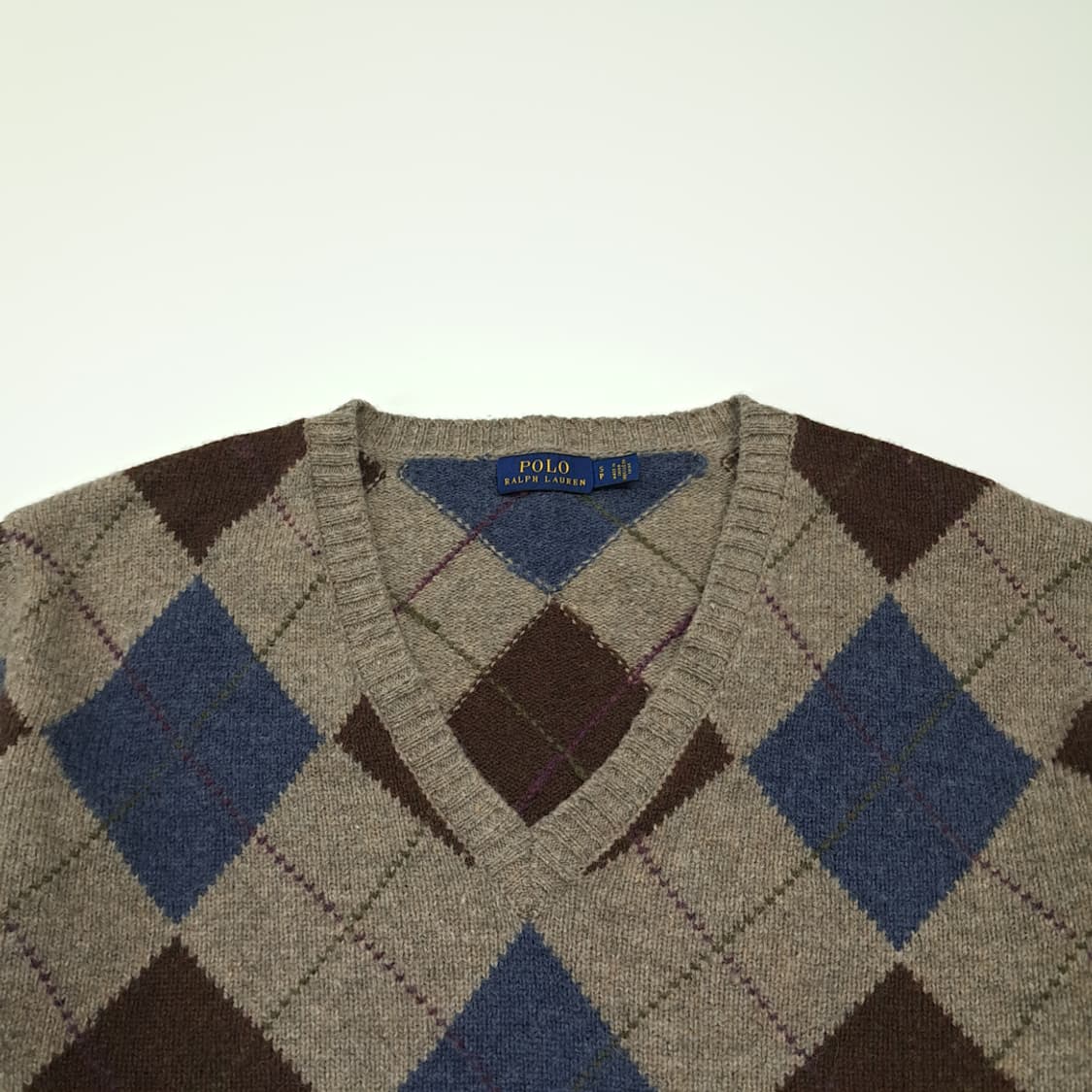 CL999 S 폴로 울알파카 아가일 V넥 니트 스웨터 상품이미지2