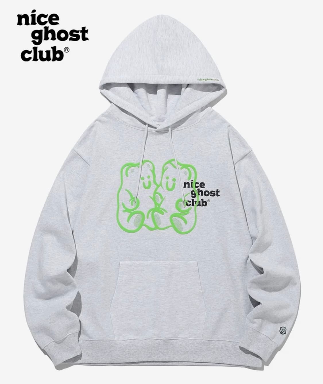 GUMMY BEAR & LOGO HOODIE_LIGHT GREY 상품이미지1
