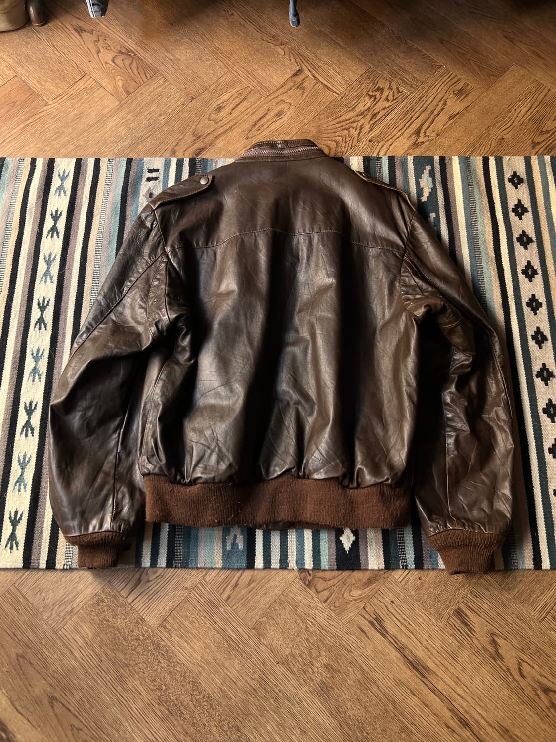 [XL]90's Made in USA 리얼레더 플라이트 자켓 상품이미지8