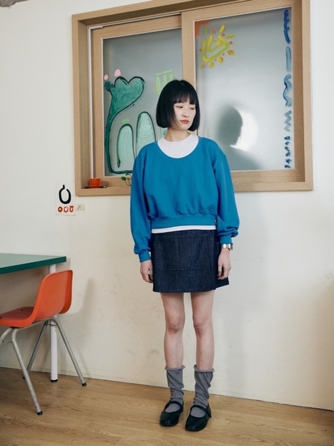 (구함) Falt u-neck crop swearshirt 폴트 맨투맨 상품이미지1