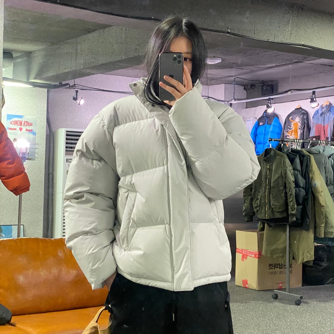 인사일런스 나일론 라이트그레이 패딩 B3346 상품이미지1