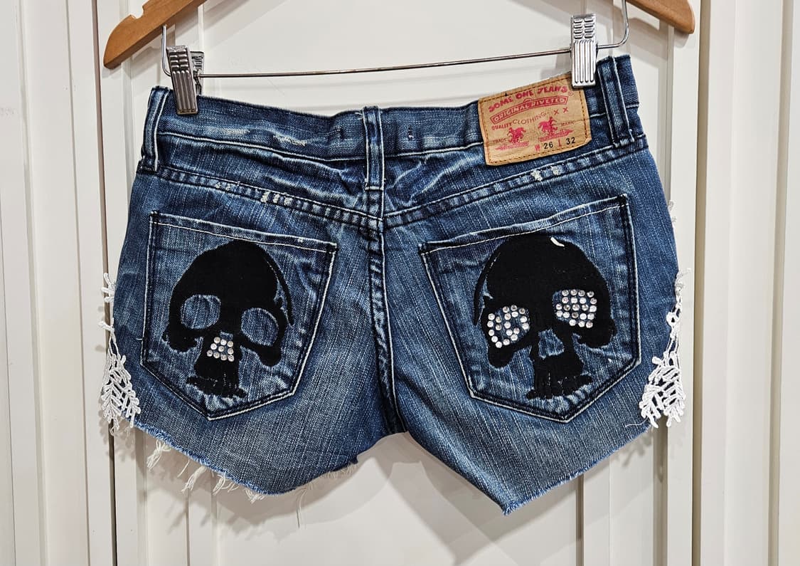 레이스 숏팬츠 데님 반바지 상품이미지2