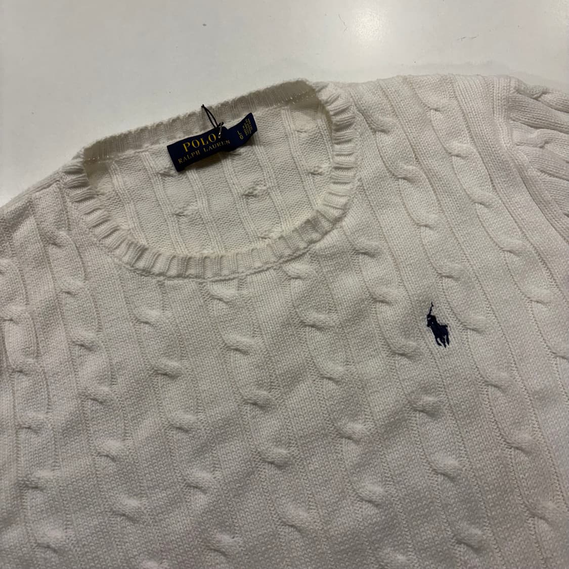 [L] 폴로 랄프로렌 케이블 꽈배기 니트 화이트 D178 상품이미지3