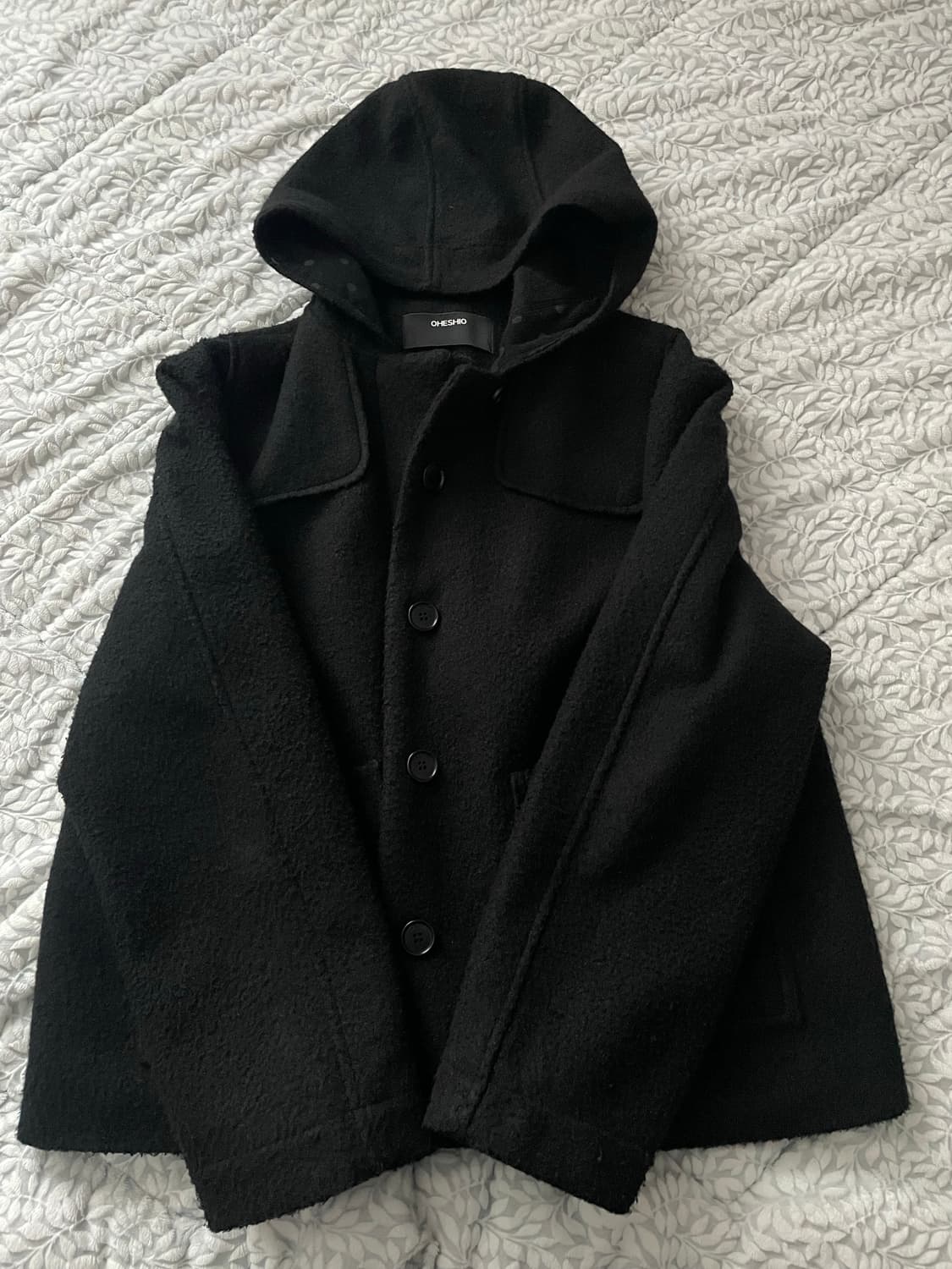 HOODED HALF COAT, BLACK 상품이미지4