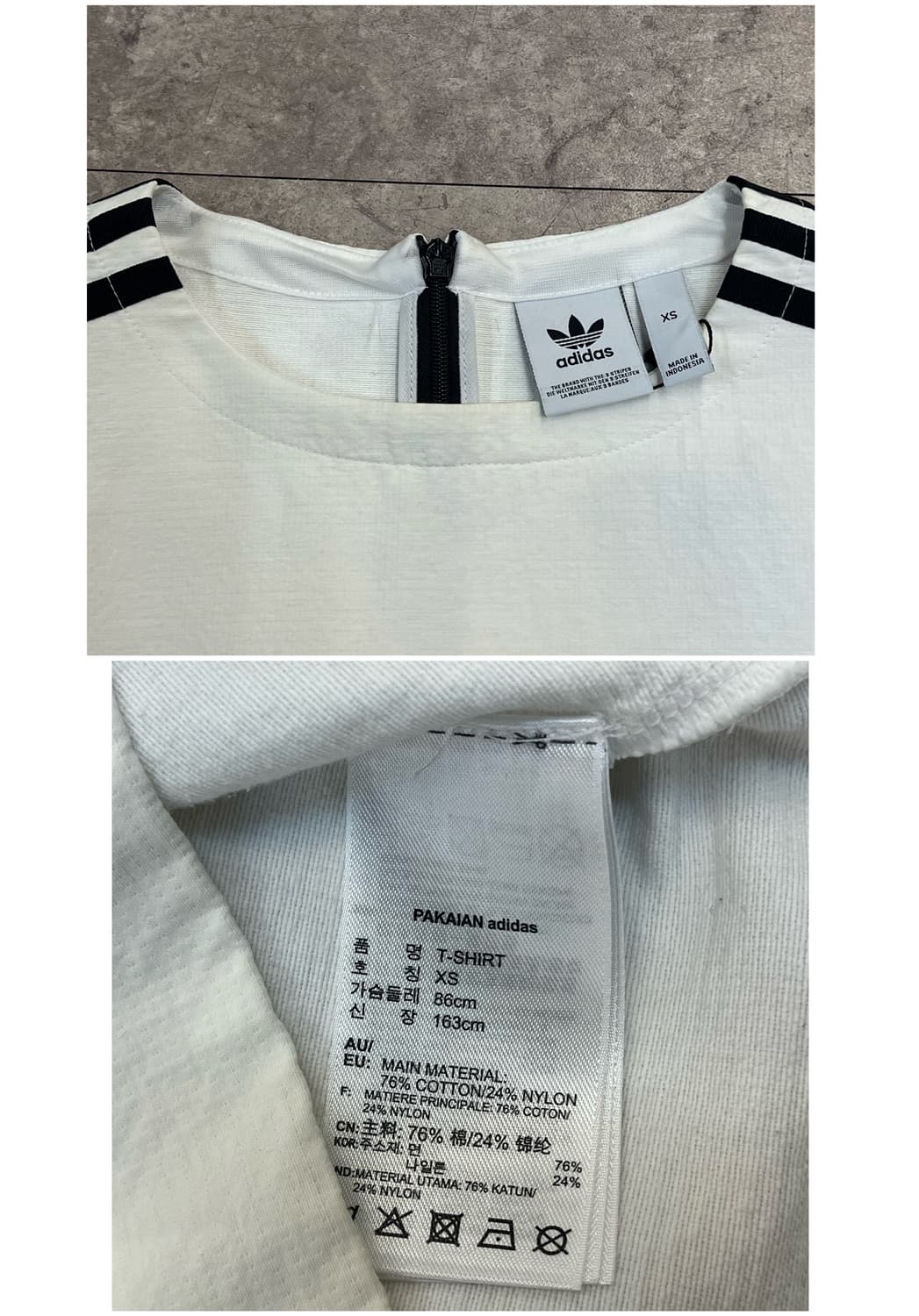 아디다스 크롭 삼선 반팔티 아이보리 XS #csz3745 상품이미지3