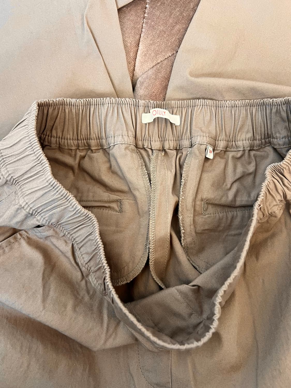 오일릴리 여자 다크베이지 코튼바지 9부조거팬츠 상품이미지6