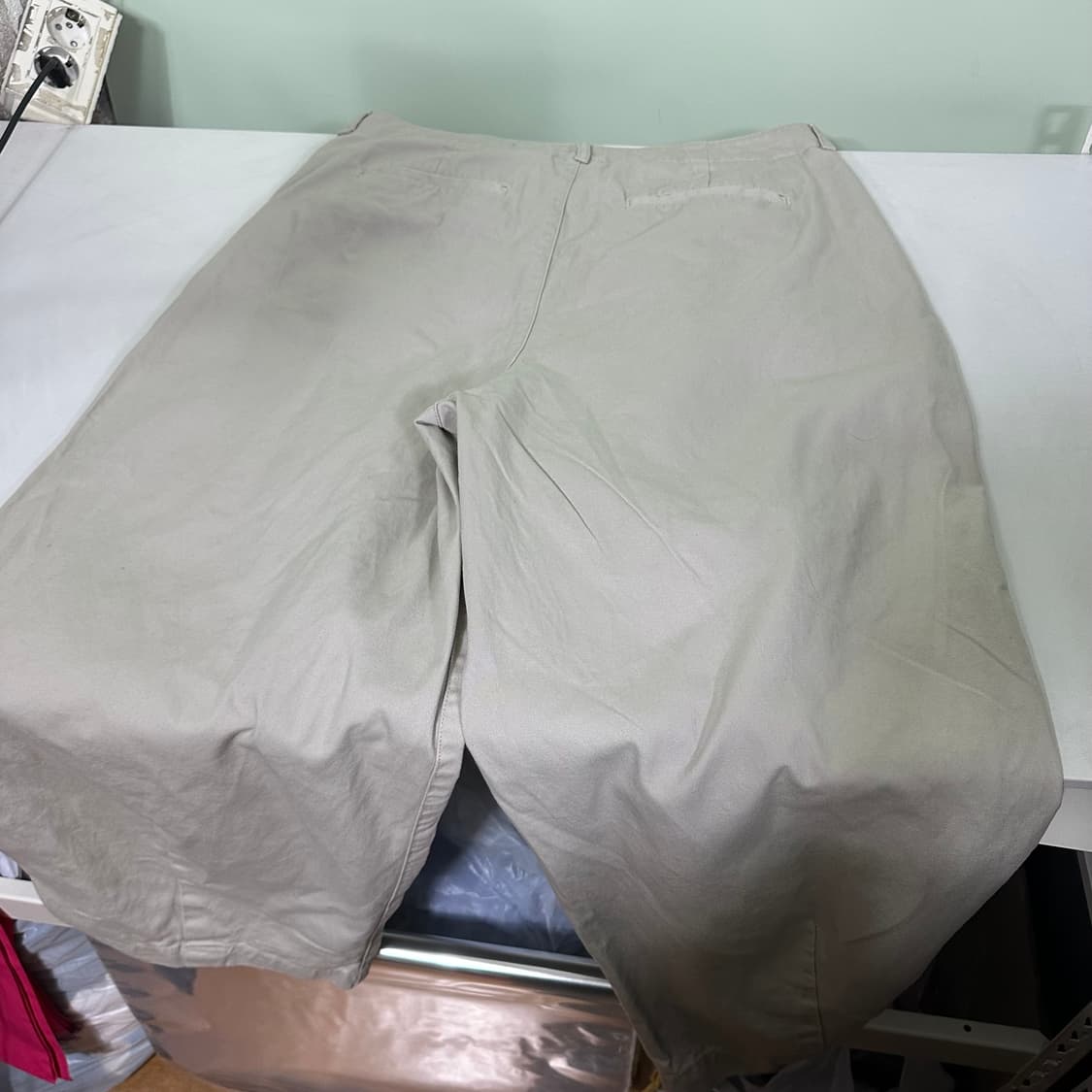 XL 34 무신사스탠다드 라이트베이지 하이웨스트 투턱 와이드 코튼팬츠 상품이미지5