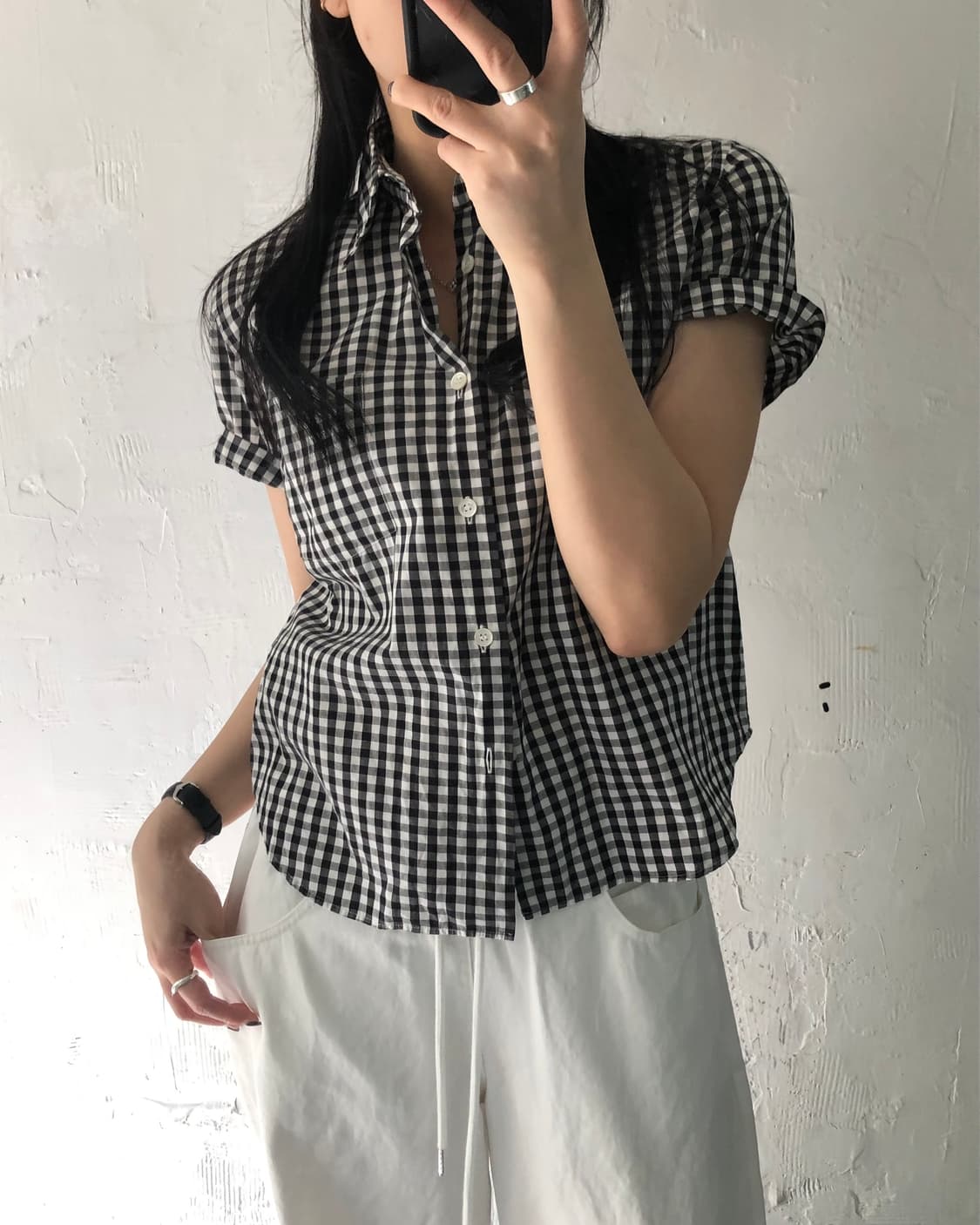 꼼데가르송 트리콧 깅엄 체크 반팔 셔츠  상품이미지1