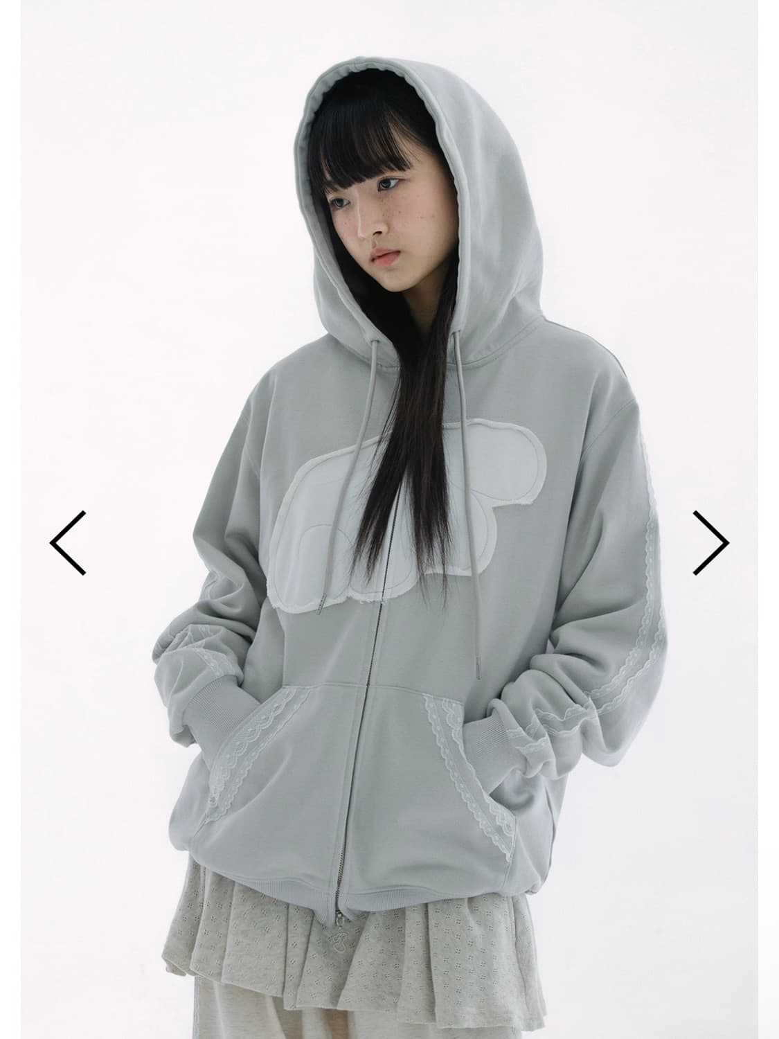 허그유어스킨 엔젤 윙 후드집업 그레이 상품이미지1