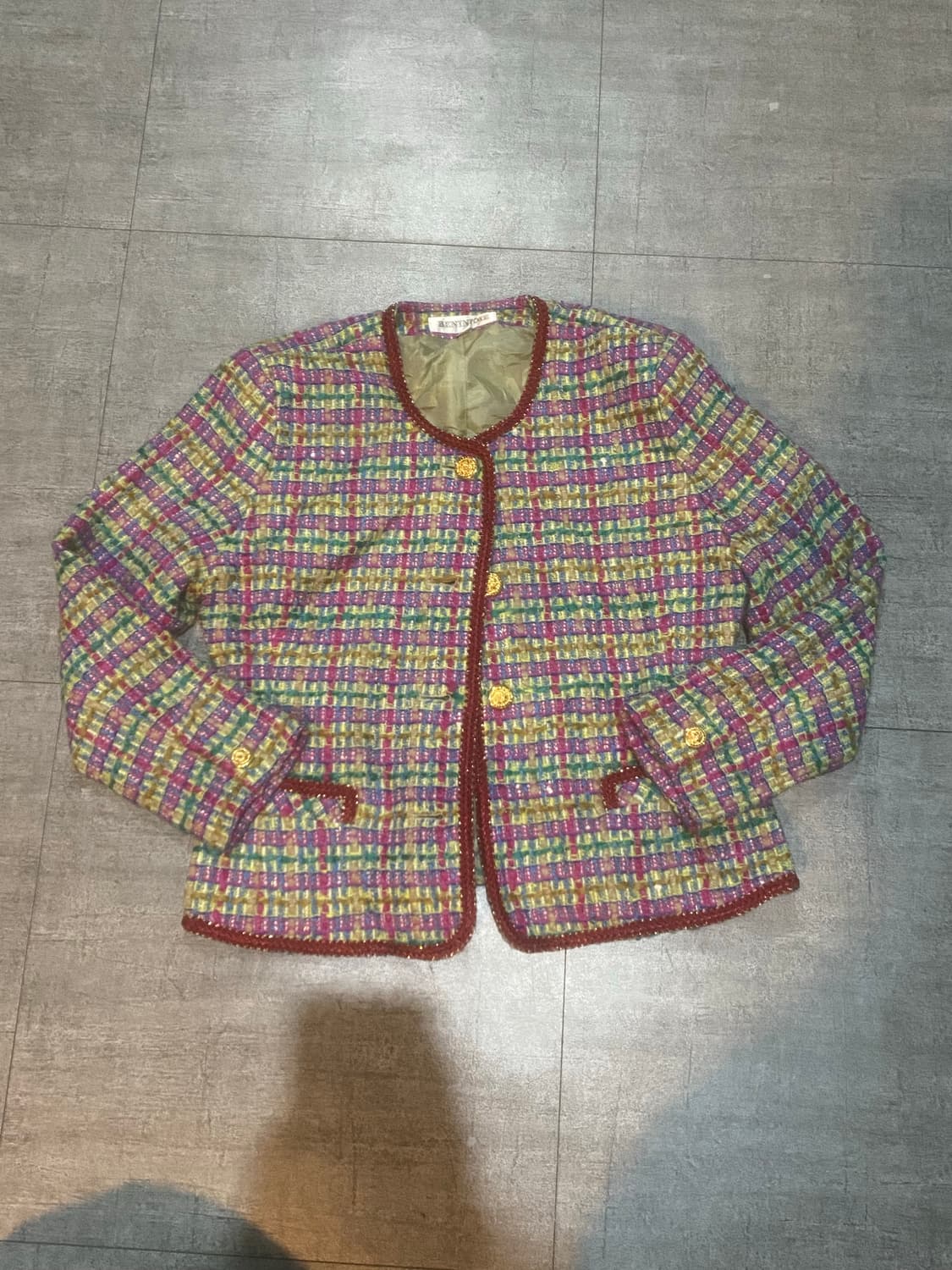 일본빈티지 Beninjoie 오리엔탈보헤미안 할메카지복고풍 트위드자켓 상품이미지1