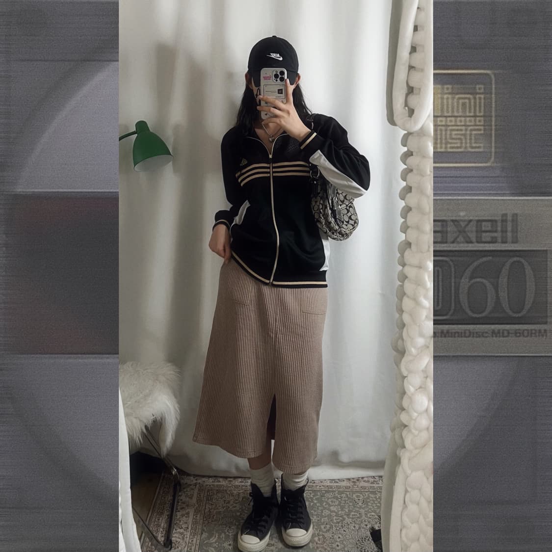 베이지 와플 롱 스커트 상품이미지3