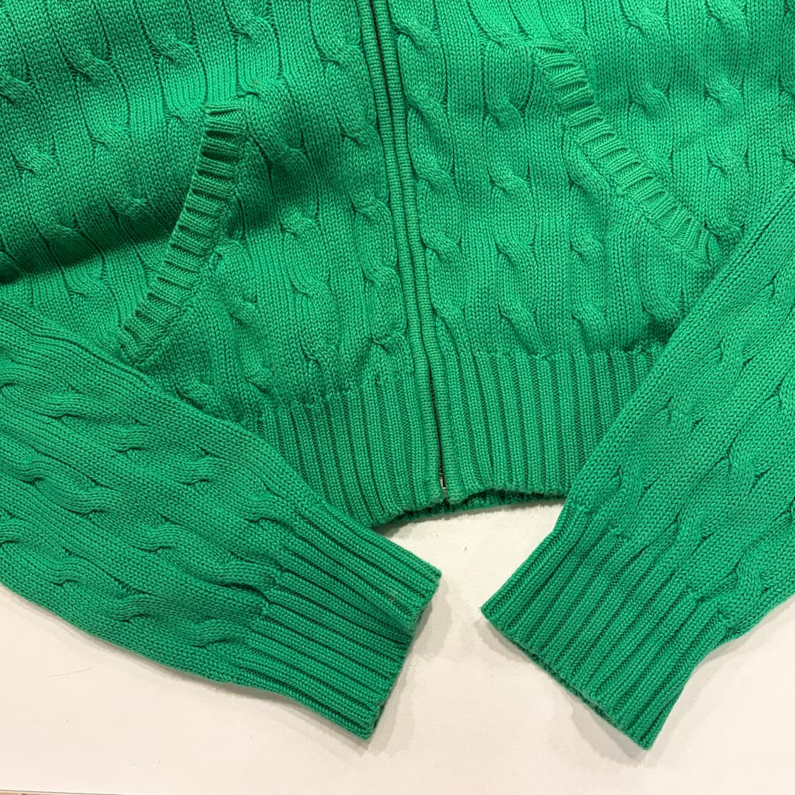 [L] 폴로 랄프로렌 케이블 니트 후드 집업 그린 B502 상품이미지5