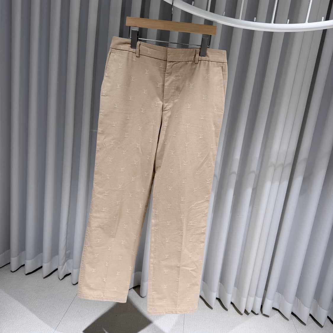 (A+/52) / 루이비통 레더 패치 코튼 치노 데님 팬츠 바지 베이지 상품이미지2