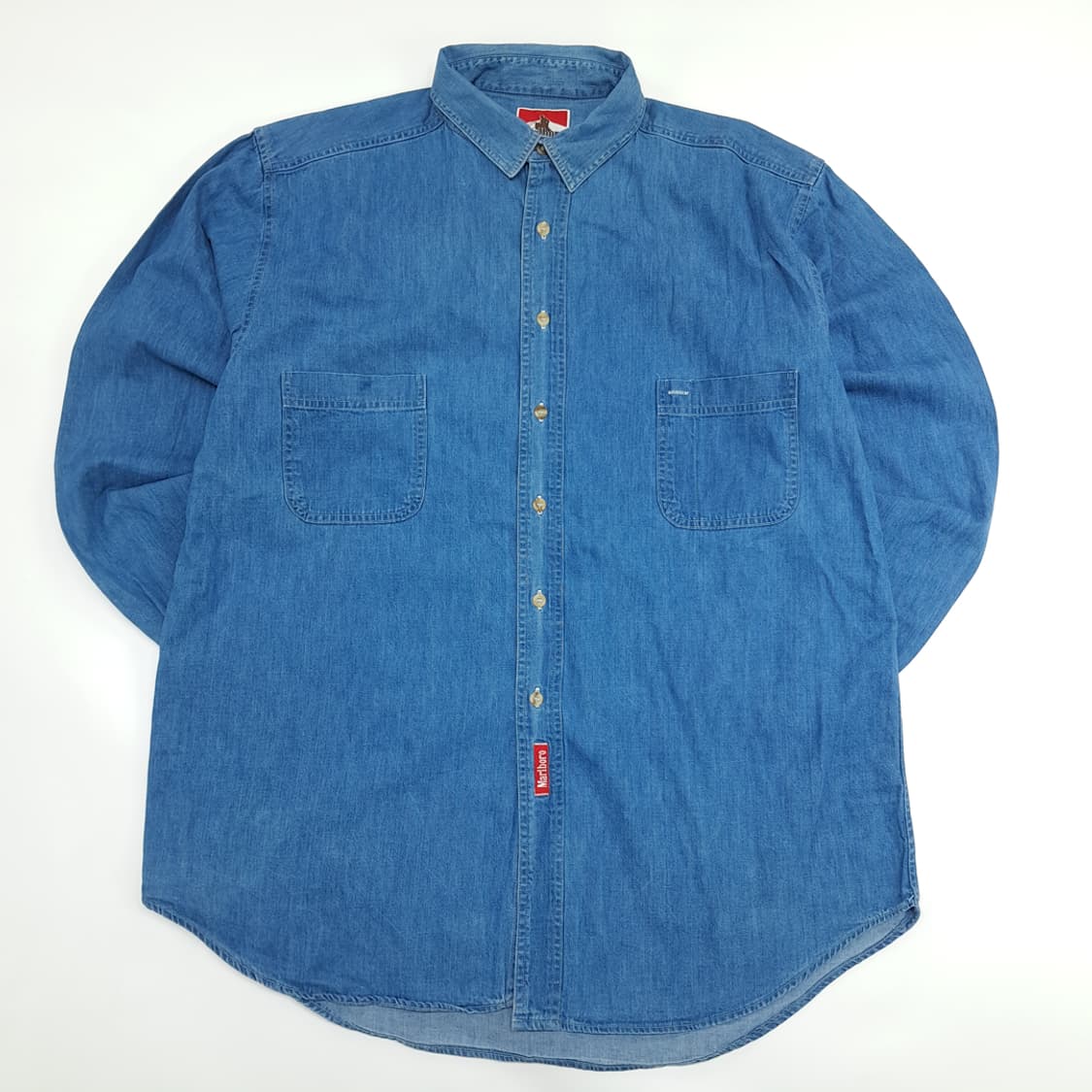 Co825 XL 말보로 클래식 90s USA 중청 데님 긴팔 워크 셔츠 상품이미지1
