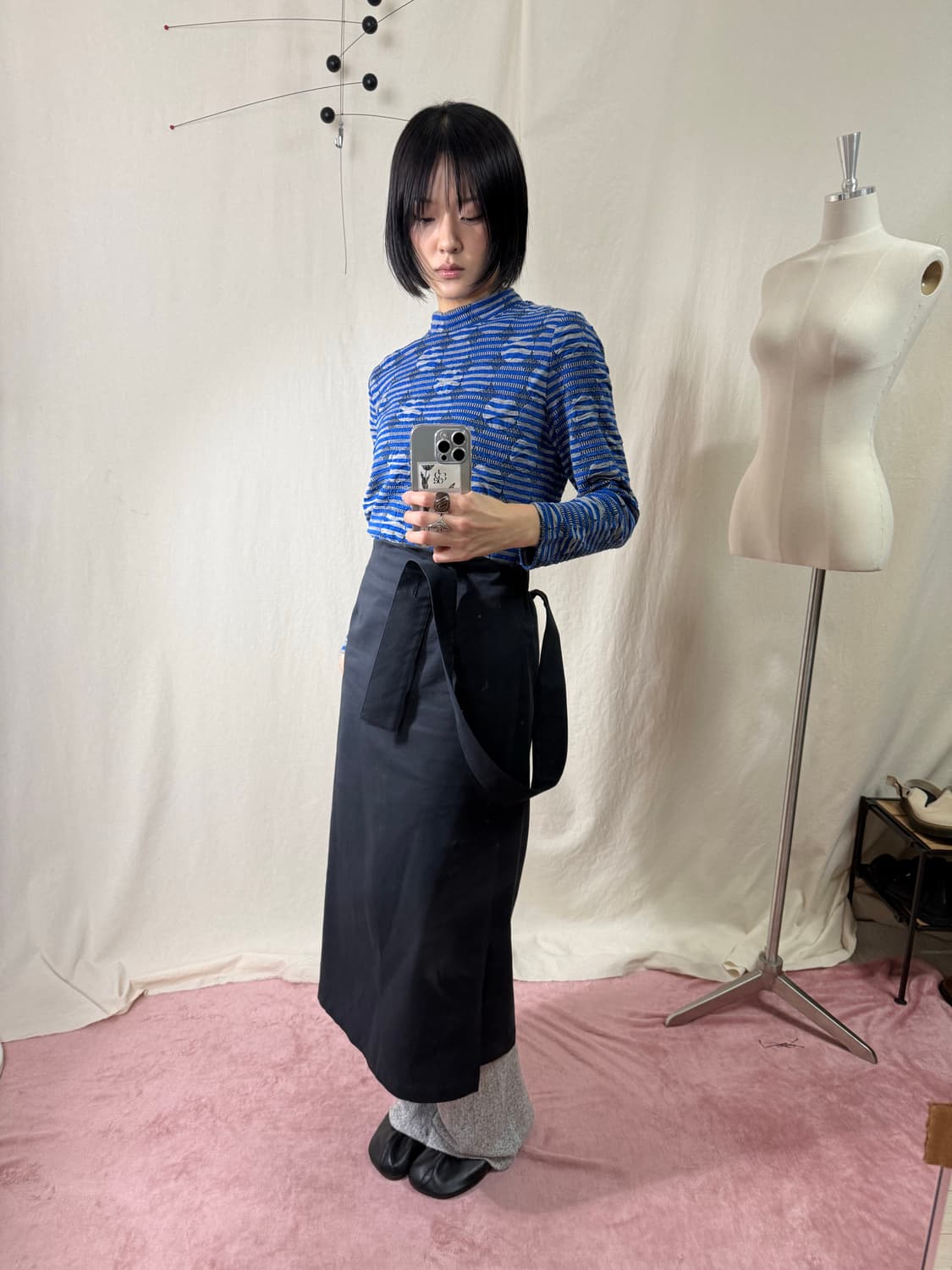 (새상품) Qtume 서스펜더 스트레이트 스커트 상품이미지2